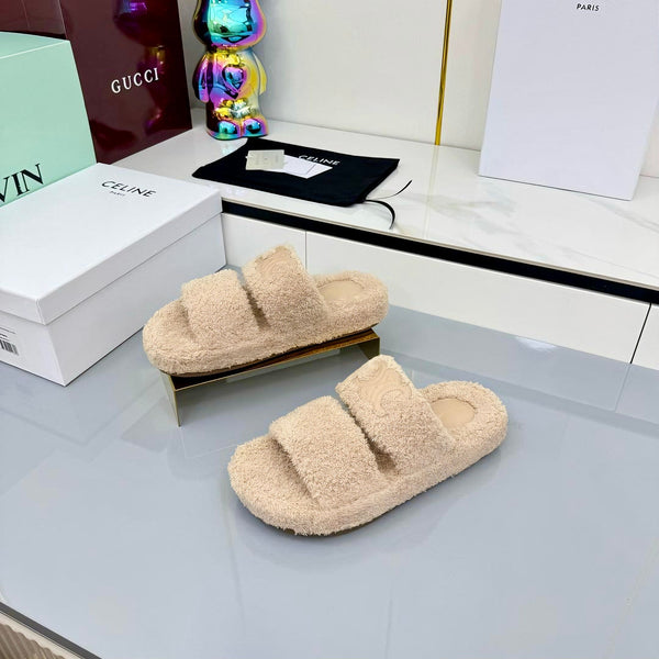 CL 25s Triomphe Slides 50mm Beige Wool & Rubber 434461