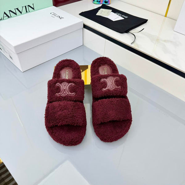 CL 25s Triomphe Slides 50mm Dark Burgundy Wool & Rubber 434463