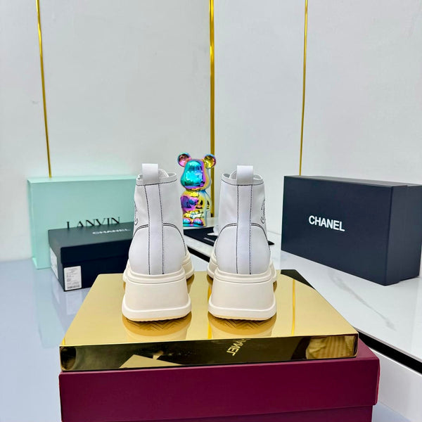 Chanel 2025 High-Top Sneakers White Cowhide 469809
