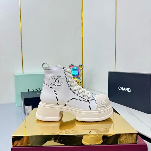 Chanel 2025 High-Top Sneakers White Cowhide 469809