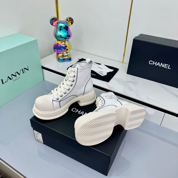 Chanel 2025 High-Top Sneakers White Cowhide 469809