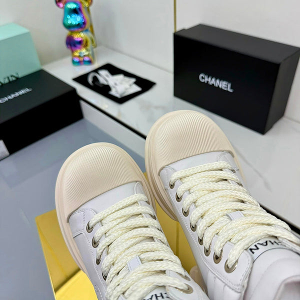 Chanel 2025 High-Top Sneakers White Cowhide 469787
