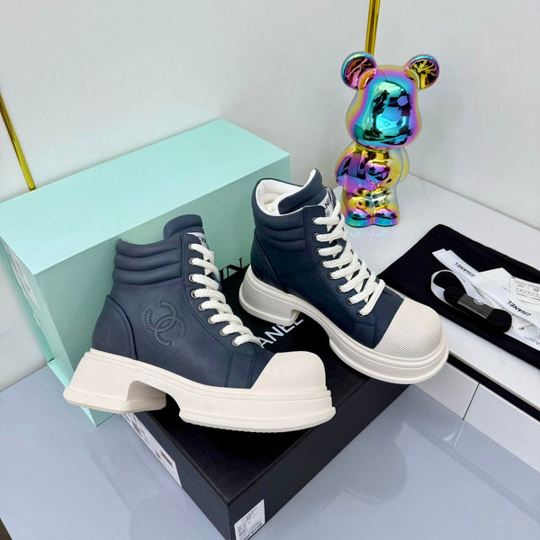 Chanel 2025 High-Top Sneakers Blue White Cowhide 469788