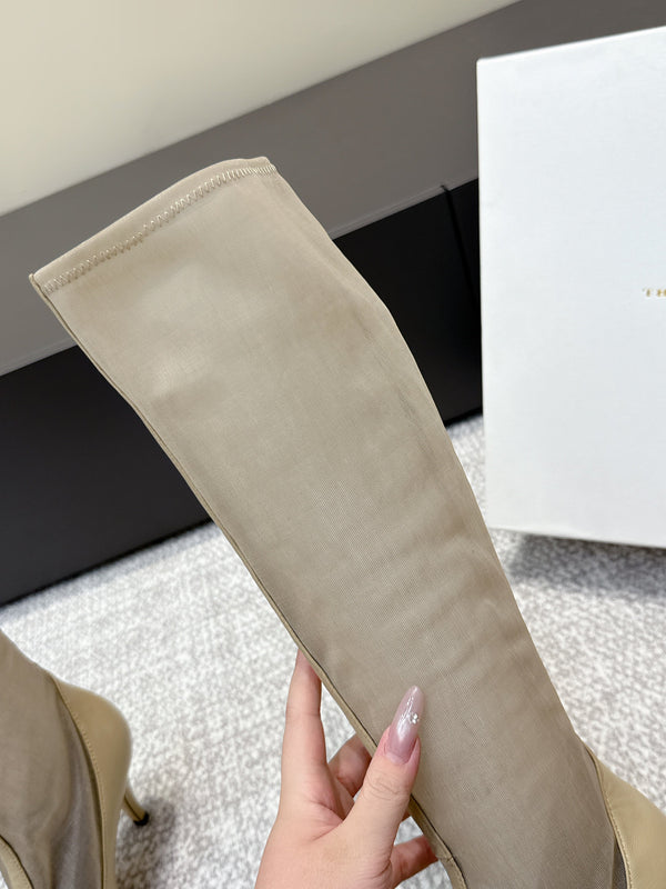 The Row Knee-High Boots 85mm Taupe Mesh Cowhide 451296