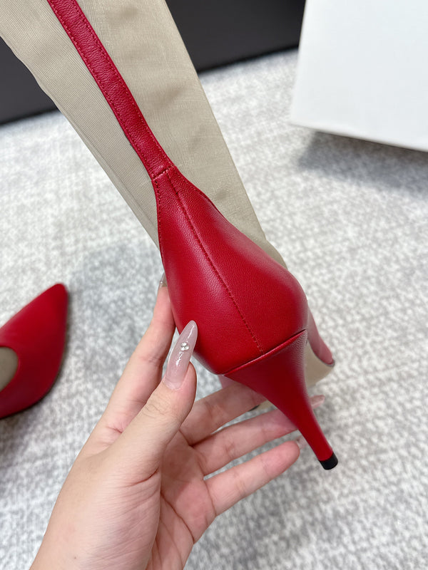 The Row Knee-High Boots 85mm Red Mesh Cowhide 451297