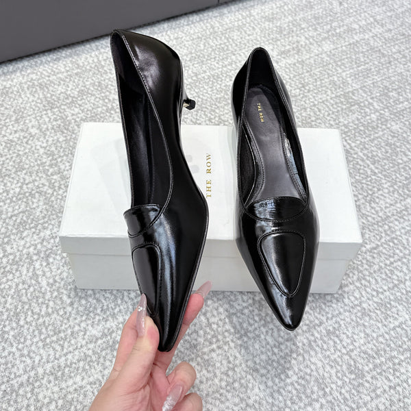 The Row Viv Kitten Pumps 3.5cm Black Sheepskin 451299