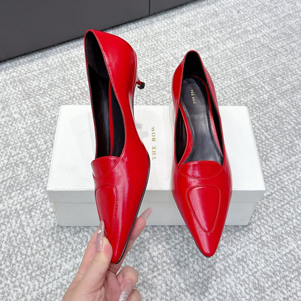 The Row Viv Kitten Pumps 3.5cm Red Sheepskin 451301