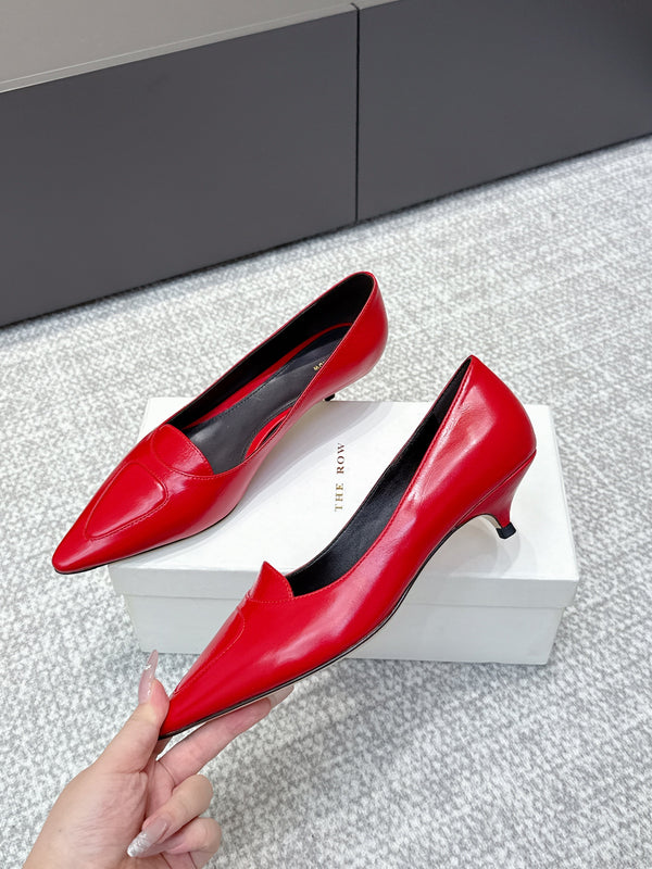 The Row Viv Kitten Pumps 3.5cm Red Sheepskin 451301