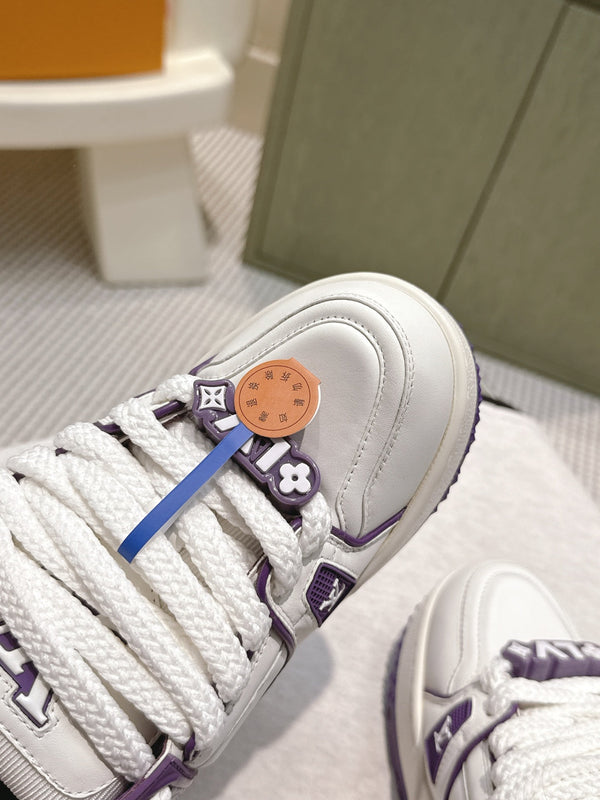 LV Trainer Maxi Sneakers White mix Purple Purple Calf Leather 515189