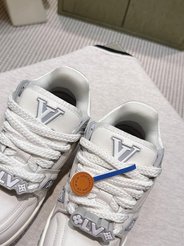 LV Trainer Maxi Sneakers White mix Gray Calf Leather 515190