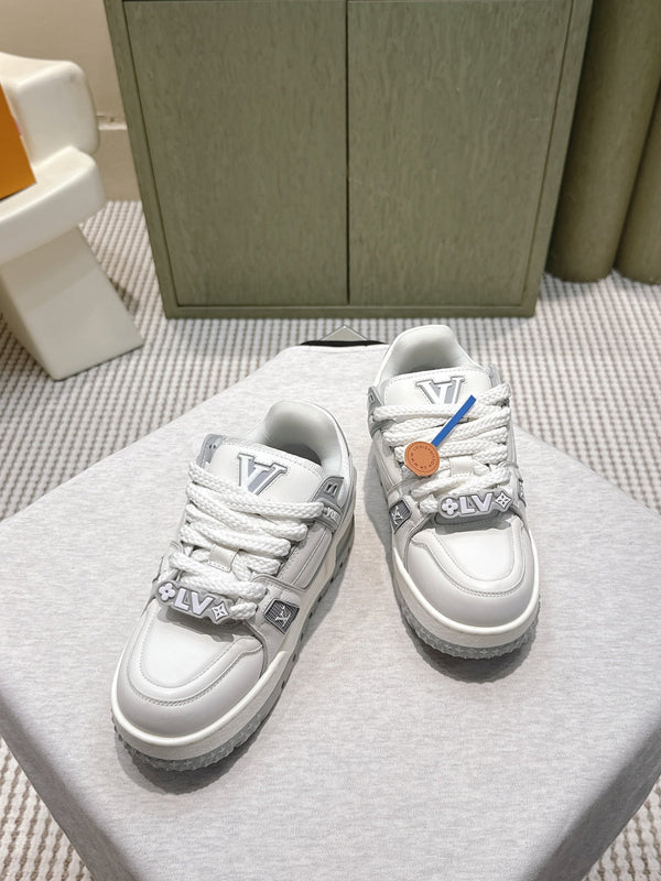 LV Trainer Maxi Sneakers White mix Gray Calf Leather 515190