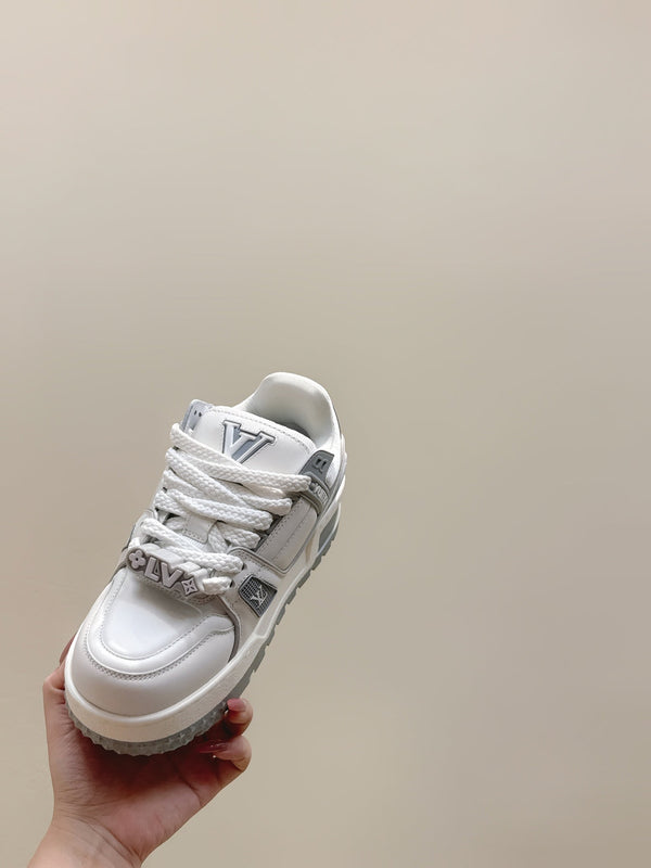 LV Trainer Maxi Sneakers White mix Gray Calf Leather 515190