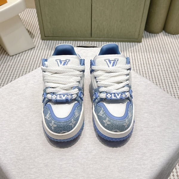 LV Trainer Maxi Sneakers White mix Sky Blue Monogram Denim 515191