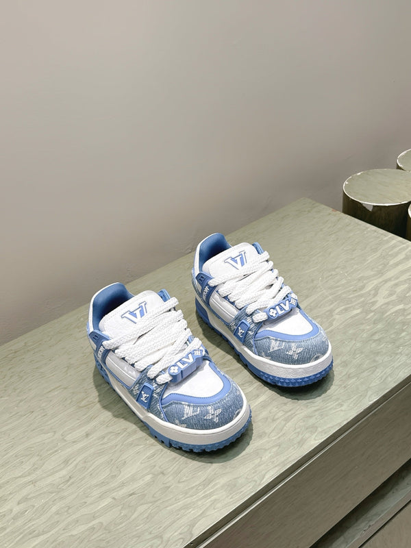 LV Trainer Maxi Sneakers White mix Sky Blue Monogram Denim 515191