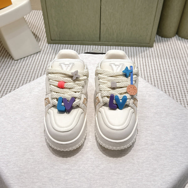 LV Trainer Maxi Sneakers White Calfskin Mesh 515193