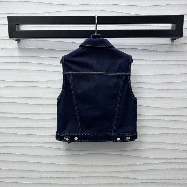 Fendi 25C Embroidered Denim Vest 228894