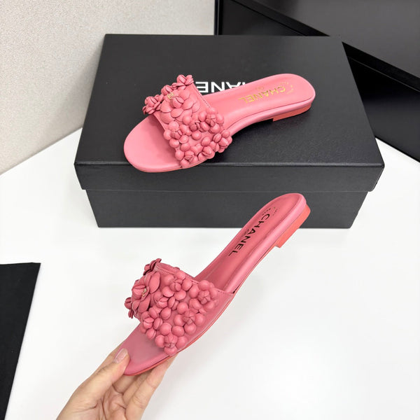 CC 25C Mules Flower Pink Calfskin