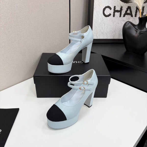 CC 25S Mary Jane Platform 11cm Cloud Blue Calfskin Grosgrain
