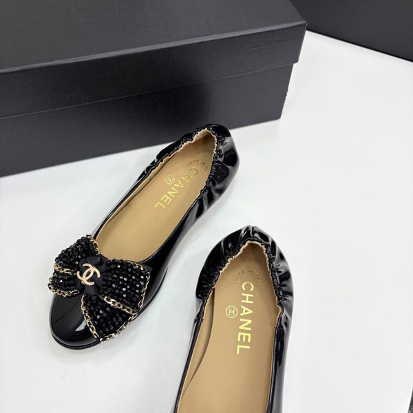 CC 25 Diamond Ballet Flats Black Sheepskin 331786