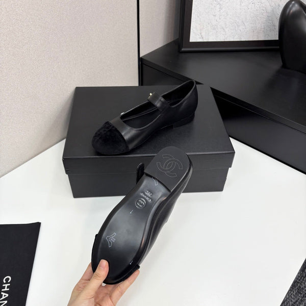 CC 25 Mary Janes In Black Sheepskin And Grosgrain 352467