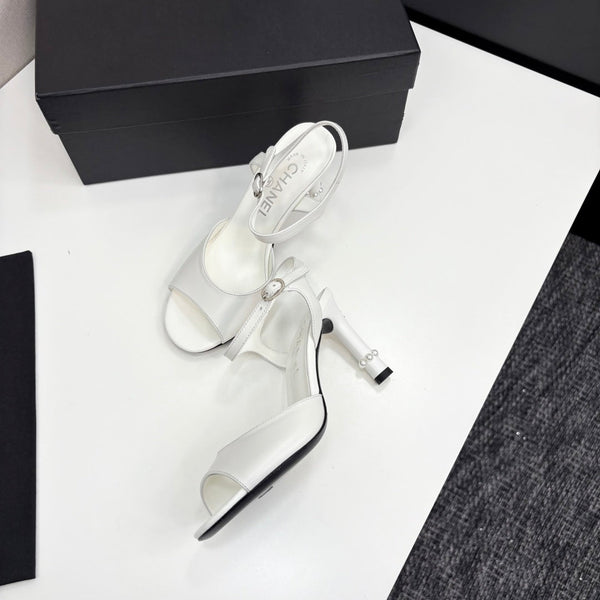 CC 25 Heel Sandals 80mm White Lambskin 368824