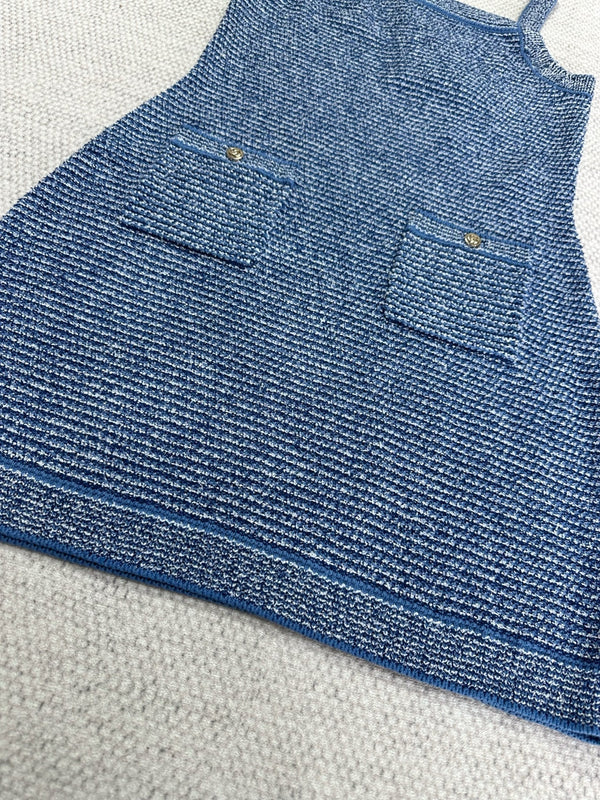 Gucci Striped Suspender Dress Blue Cotton