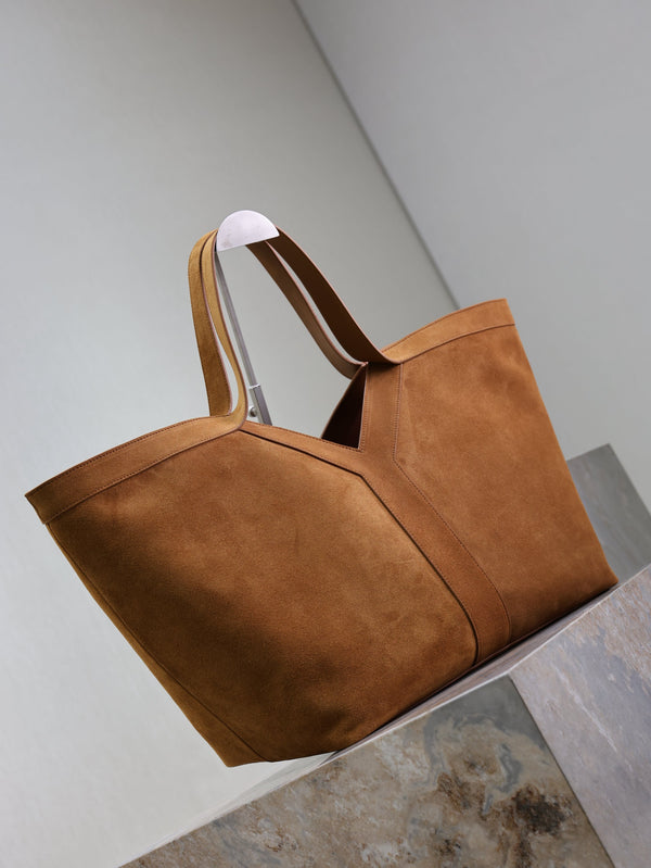 Prada Y Tote Bag Brown Suede