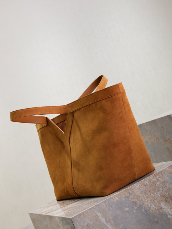 Prada Y Tote Bag Brown Suede