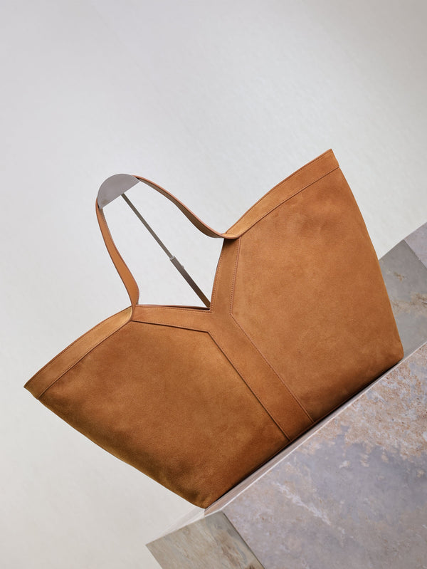 Prada Y Tote Bag Brown Suede
