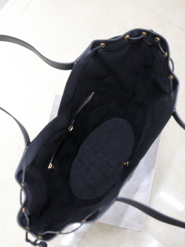 Prada Y Large Leather HOBO Bag Black Leather