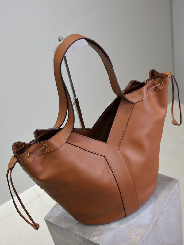 Prada Y Large Leather HOBO Bag Caramel Leather