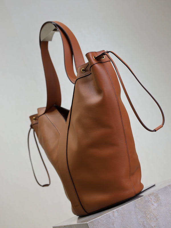 Prada Y Large Leather HOBO Bag Caramel Leather