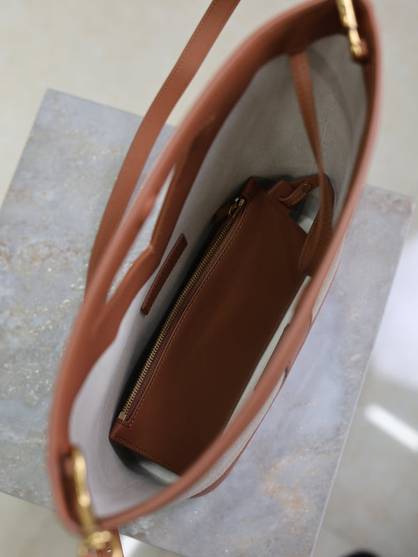 Prada Y Small Bucket 23cm Caramel Beige Canvas Leather