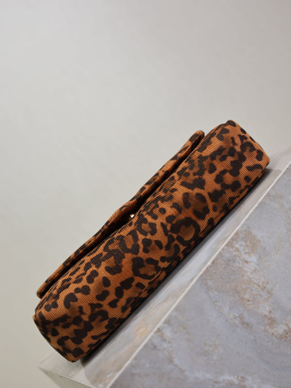 YSL 26cm Calypso Chain Bag Brown Leopard Printed Canvas