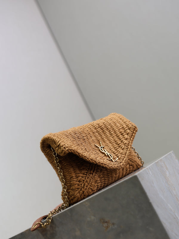 Prada Calypso Bag 19cm Brown Rope Woven Leather