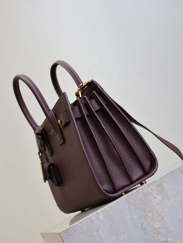 Prada Sac De Jour Nano 26cm Dark Burgundy Grain Cowhide GHW