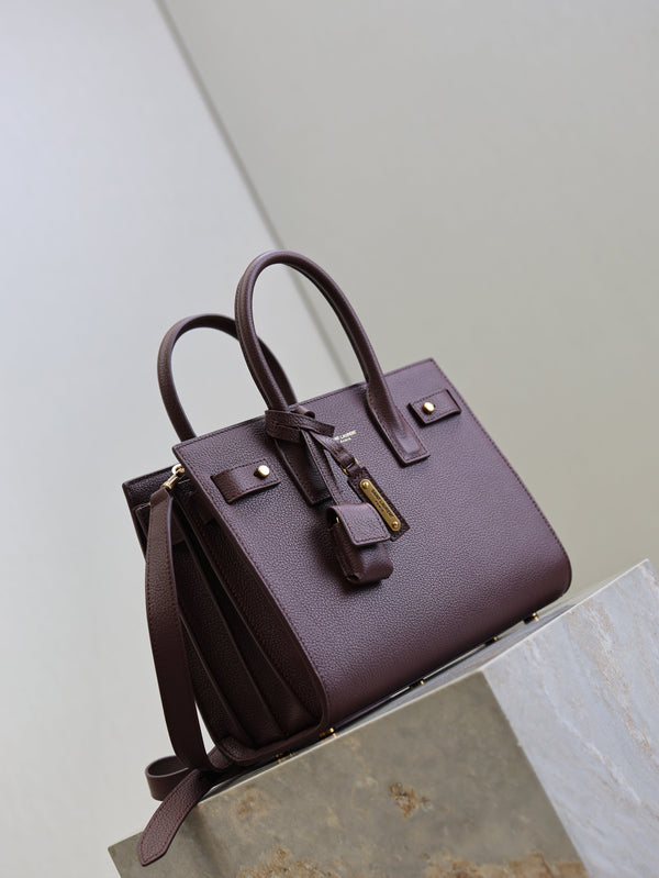 Prada Sac De Jour Nano 26cm Dark Burgundy Grain Cowhide GHW