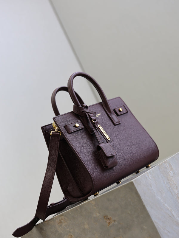Prada Sac De Jour Nano 22cm Dark Burgundy Grain Cowhide GHW