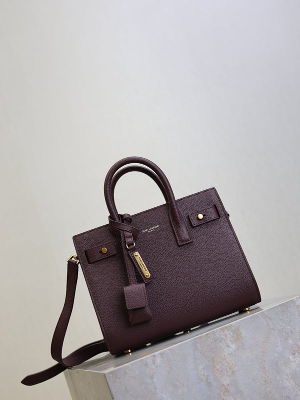 Prada Sac De Jour Nano 22cm Dark Burgundy Grain Cowhide GHW