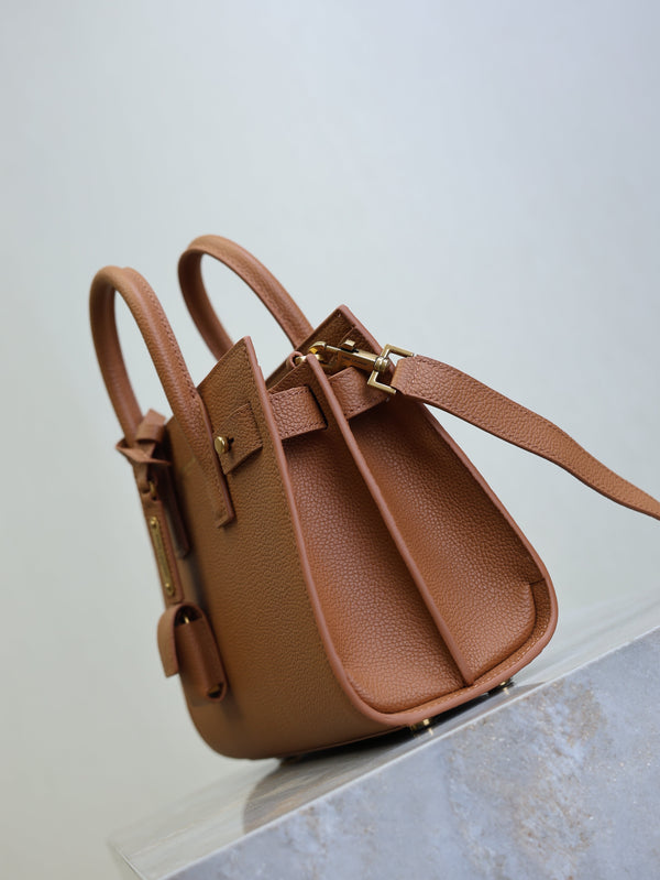 Prada Sac De Jour Nano 22cm Brown Grain Cowhide GHW