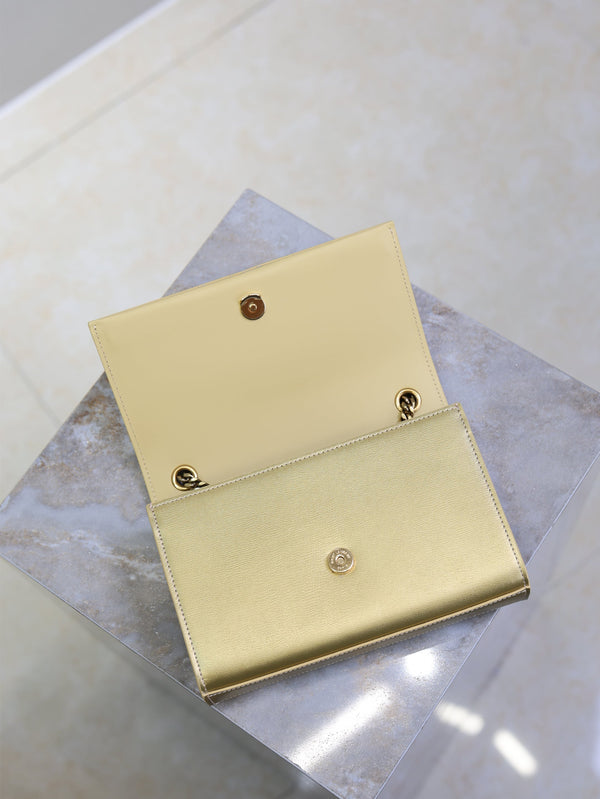 Prada Kate Small Bag 20cm Gold Metallic Calfskin.