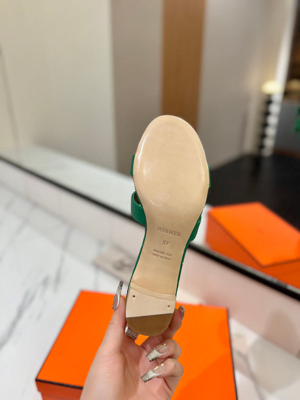 HM Oasis Sandals Green Cowhide 294846