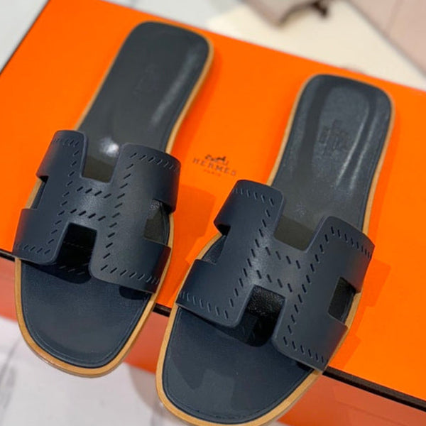 HM Oran Sandal Black Blue Perforate Cowhide 294870