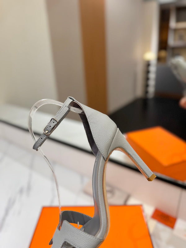 HM Joy Heeled Sandals Gray Cowhide 294898