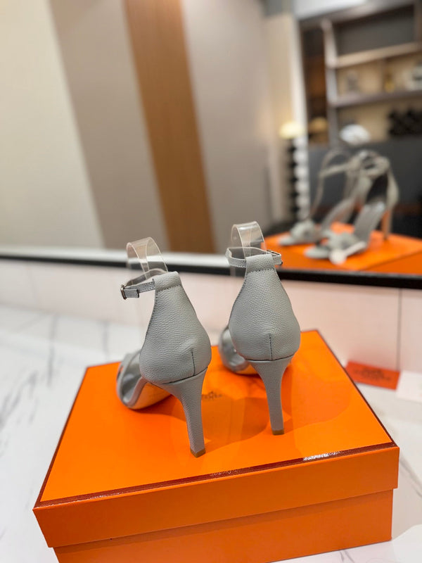 HM Joy Heeled Sandals Gray Cowhide 294898