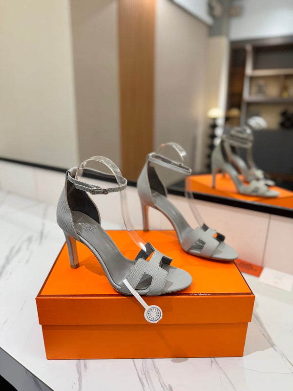 HM Joy Heeled Sandals Gray Cowhide 294898