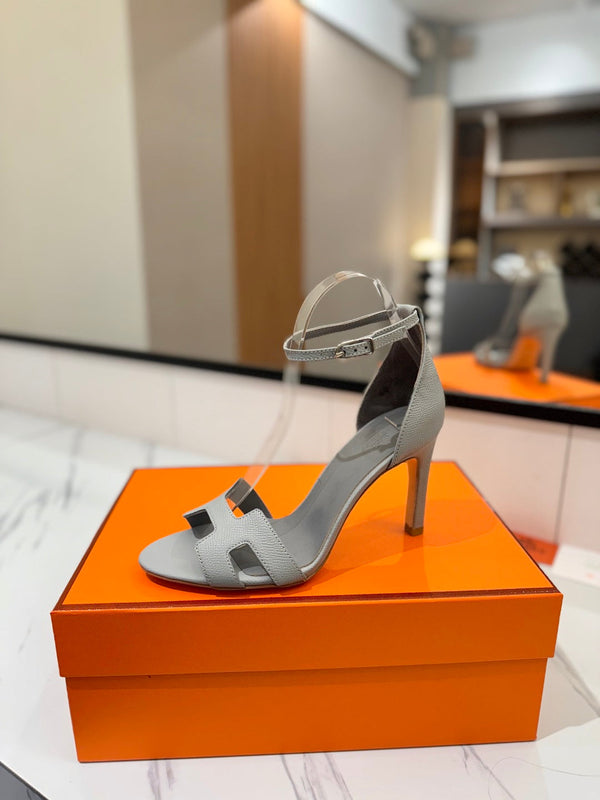 HM Joy Heeled Sandals Gray Cowhide 294898