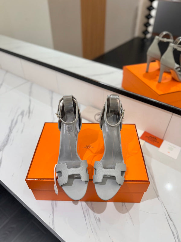 HM Joy Heeled Sandals Gray Cowhide 294898