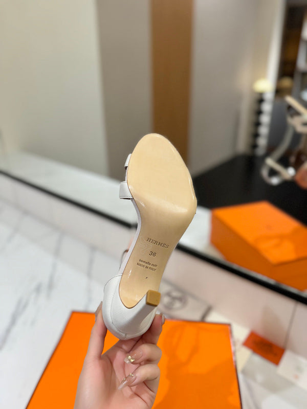 HM Joy Heeled Sandals White Cowhide 294900