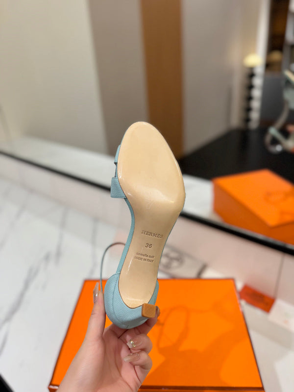 HM Joy 65mm Heeled Sandals Blue Cowhide 294907